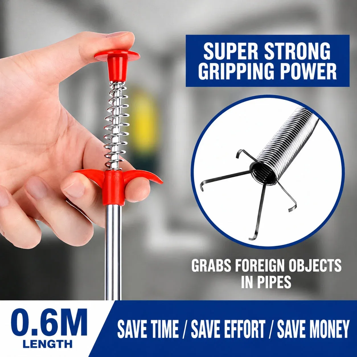 Professional Drain Clog Remover Tool — Heavy-Duty Flexible Claw