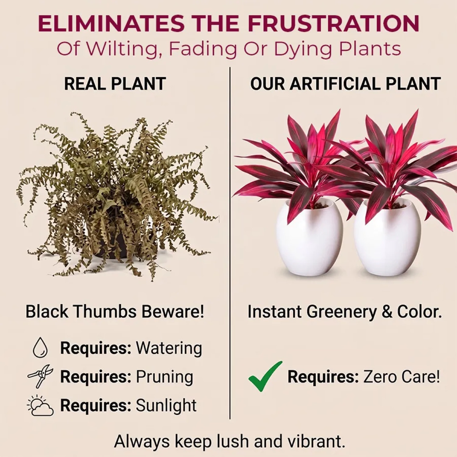 Artificial Dragon's Blood Tree Plants — 2 Pack
