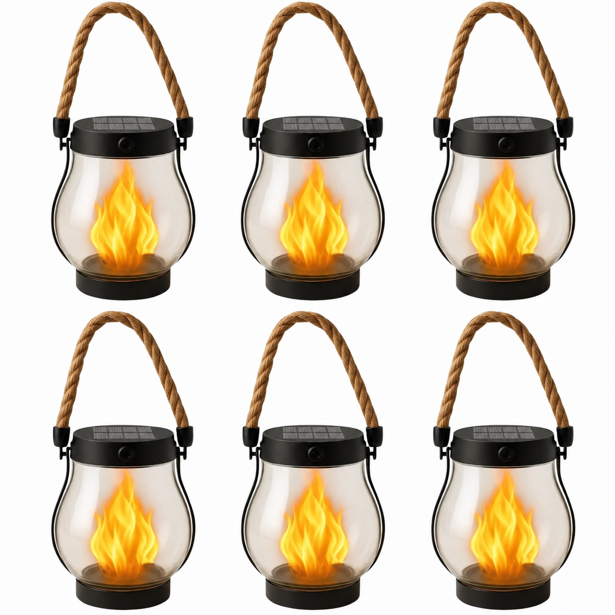 Solar Flame Lantern — Flickering Flame Effect Outdoor Light