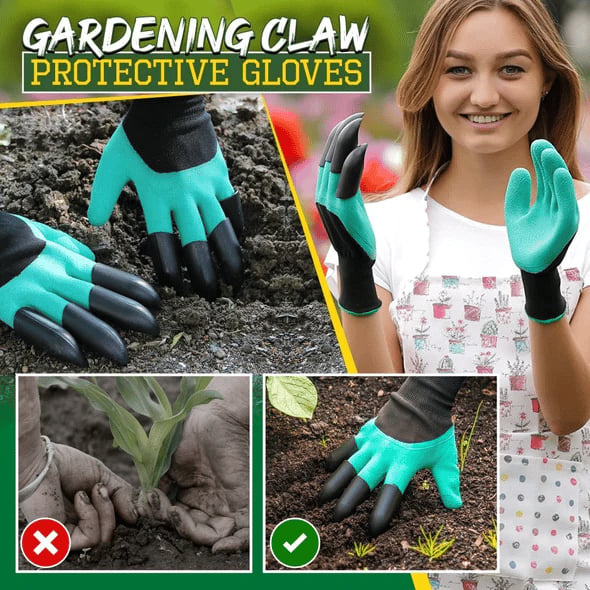 Gardening Claw Protective Gloves — 4 Fingertip Claws, Dig & Plant Without Tools