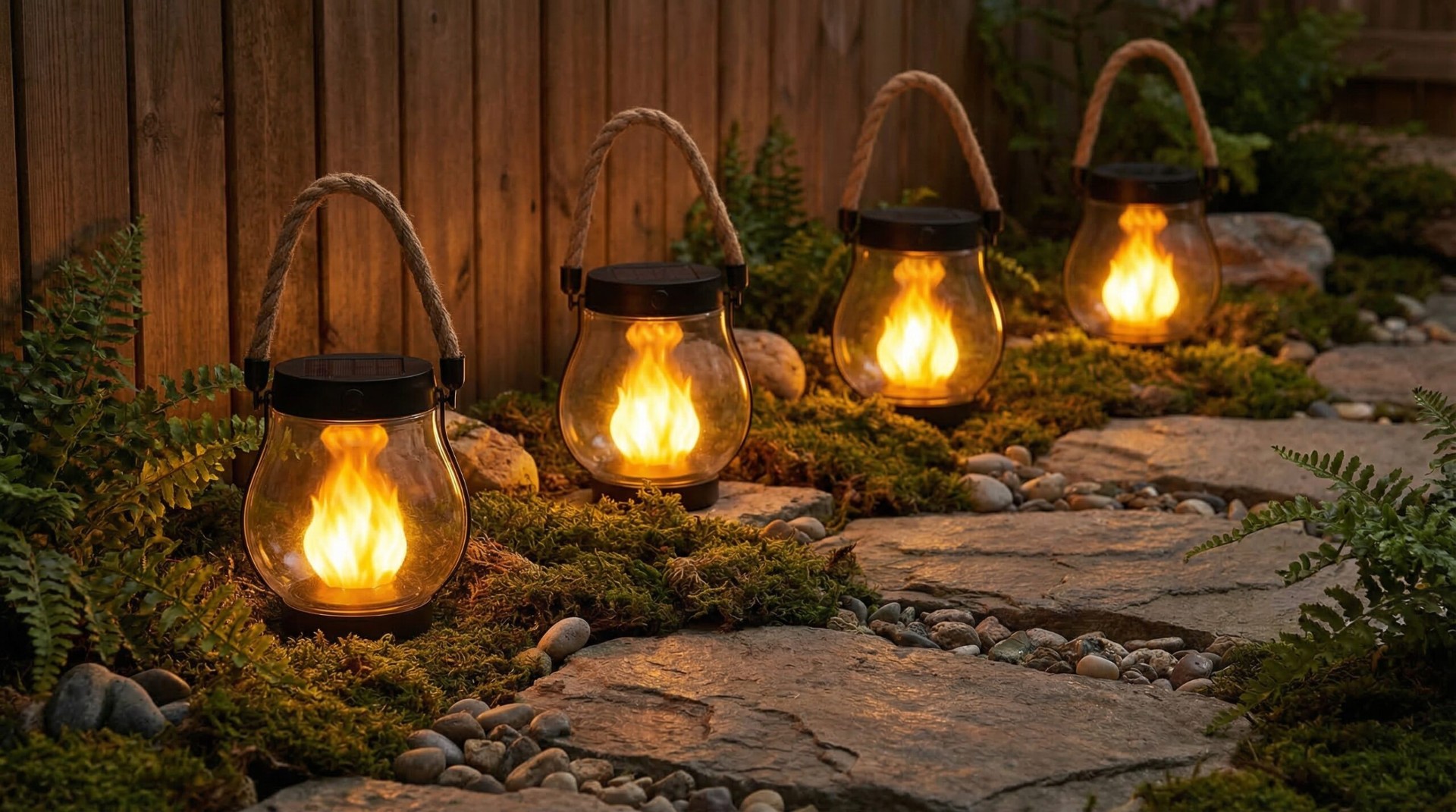 Solar Flame Lantern — Flickering Flame Effect Outdoor Light