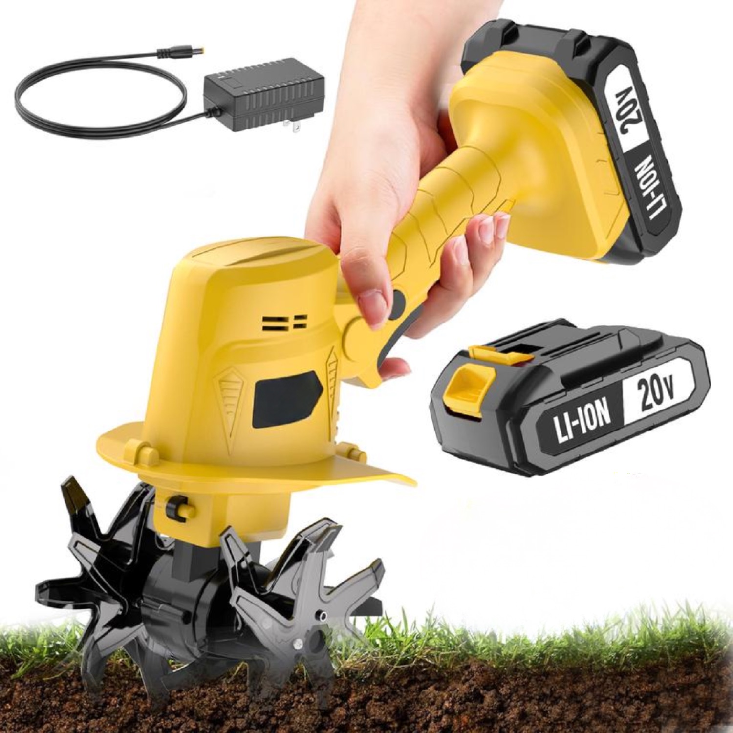 TerraGrip Cordless Garden Tiller — 20V Cultivator