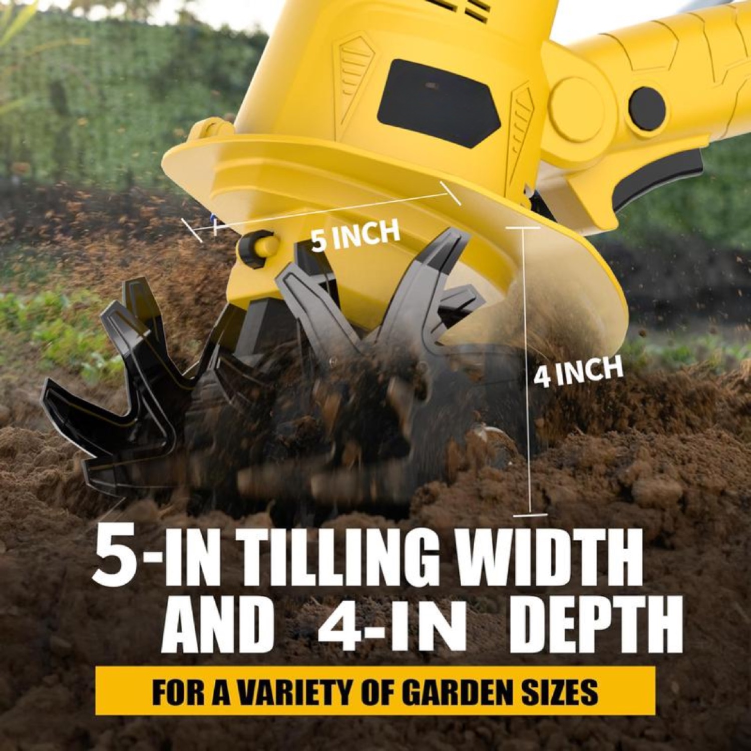 TerraGrip Cordless Garden Tiller — 20V Cultivator