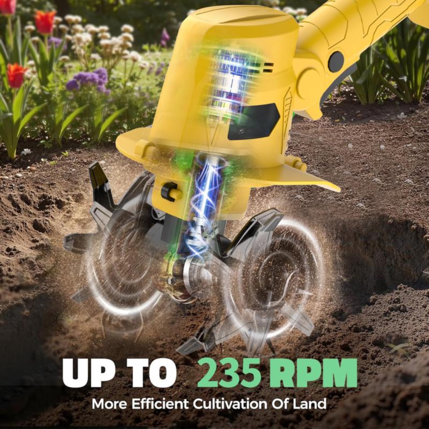 TerraGrip Cordless Garden Tiller — 20V Cultivator