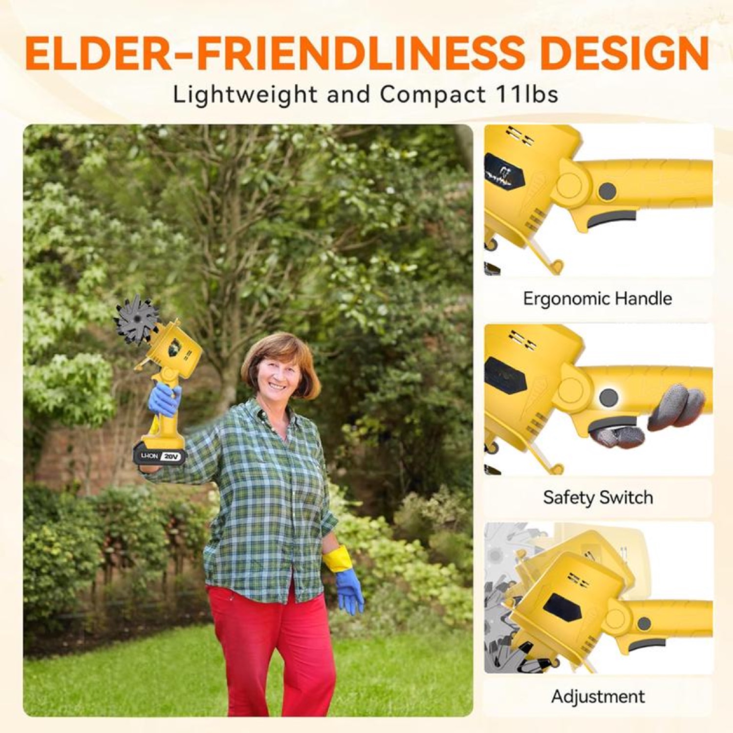TerraGrip Cordless Garden Tiller — 20V Cultivator