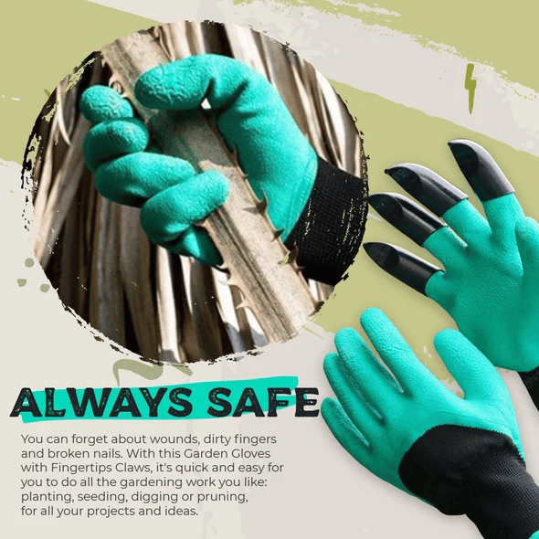 Gardening Claw Protective Gloves — 4 Fingertip Claws, Dig & Plant Without Tools
