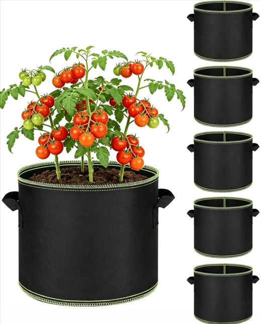 🔥 Hot Sale 69% OFF 🌱5 Pieces 5 Gallon Grow Bag Heavy Duty Aeration Fabric Pots with Handles for Vegetables, Fruits 🪴