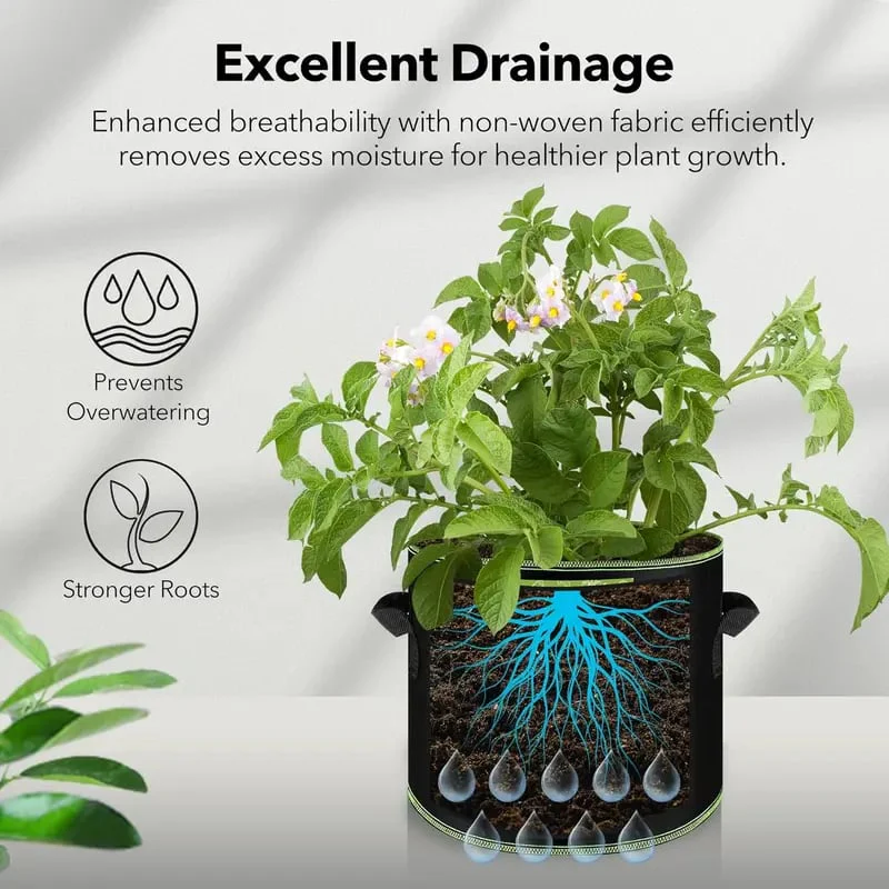 🔥 Hot Sale 69% OFF 🌱5 Pieces 5 Gallon Grow Bag Heavy Duty Aeration Fabric Pots with Handles for Vegetables, Fruits 🪴