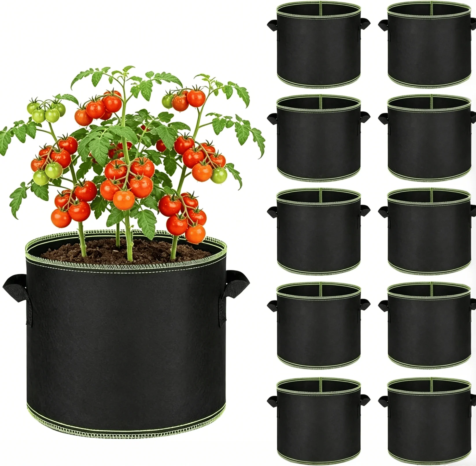 🔥 Hot Sale 69% OFF 🌱5 Pieces 5 Gallon Grow Bag Heavy Duty Aeration Fabric Pots with Handles for Vegetables, Fruits 🪴