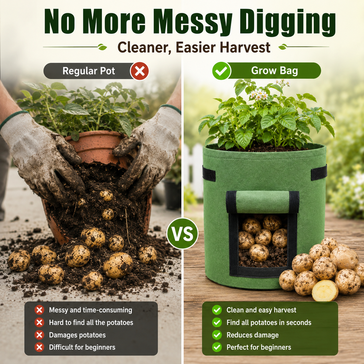 🔥 Hot Sale 59% OFF 🌱Fabric Potato Grow Bag with Harvest Window for Patato or vegetables🪴