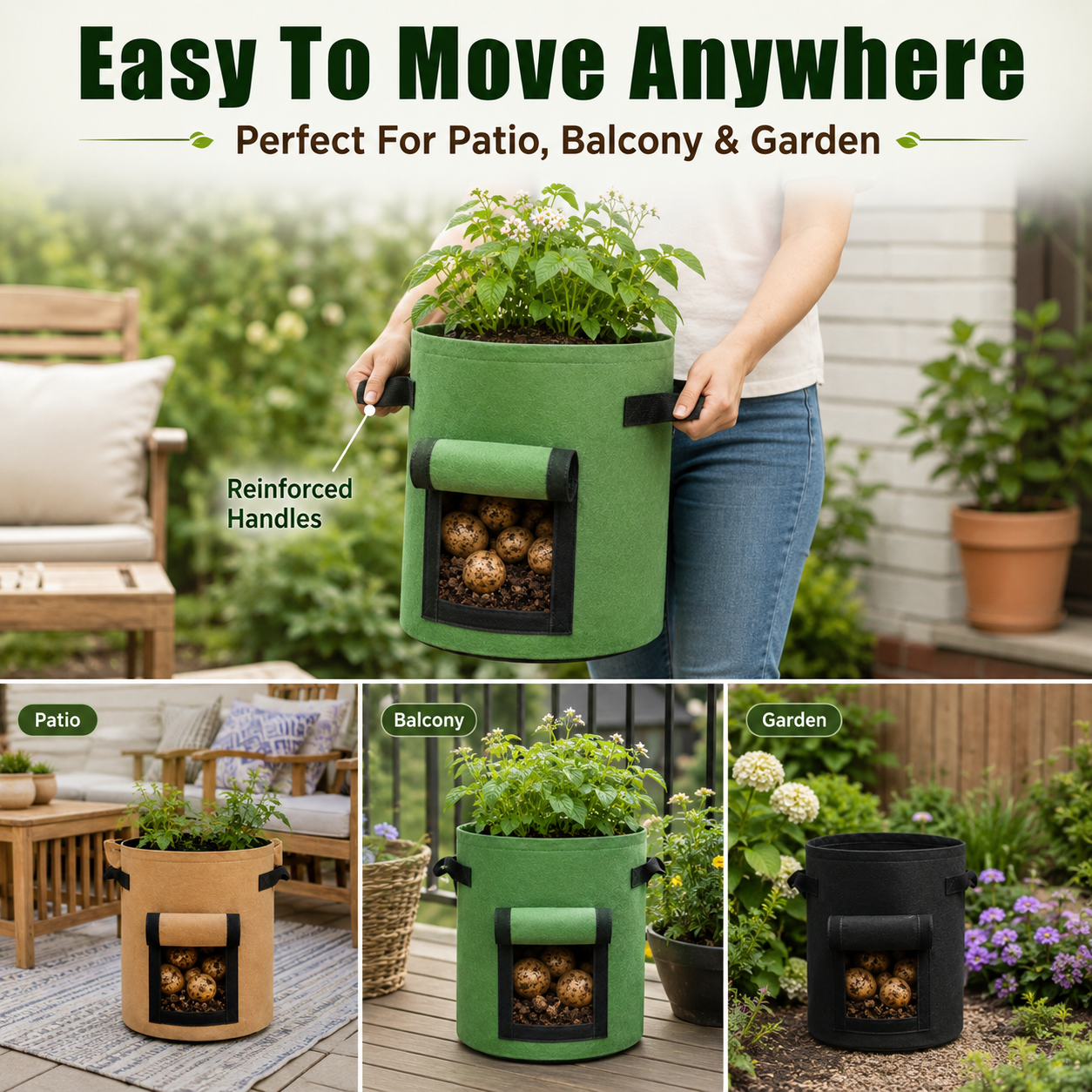 🔥 Hot Sale 59% OFF 🌱Fabric Potato Grow Bag with Harvest Window for Patato or vegetables🪴