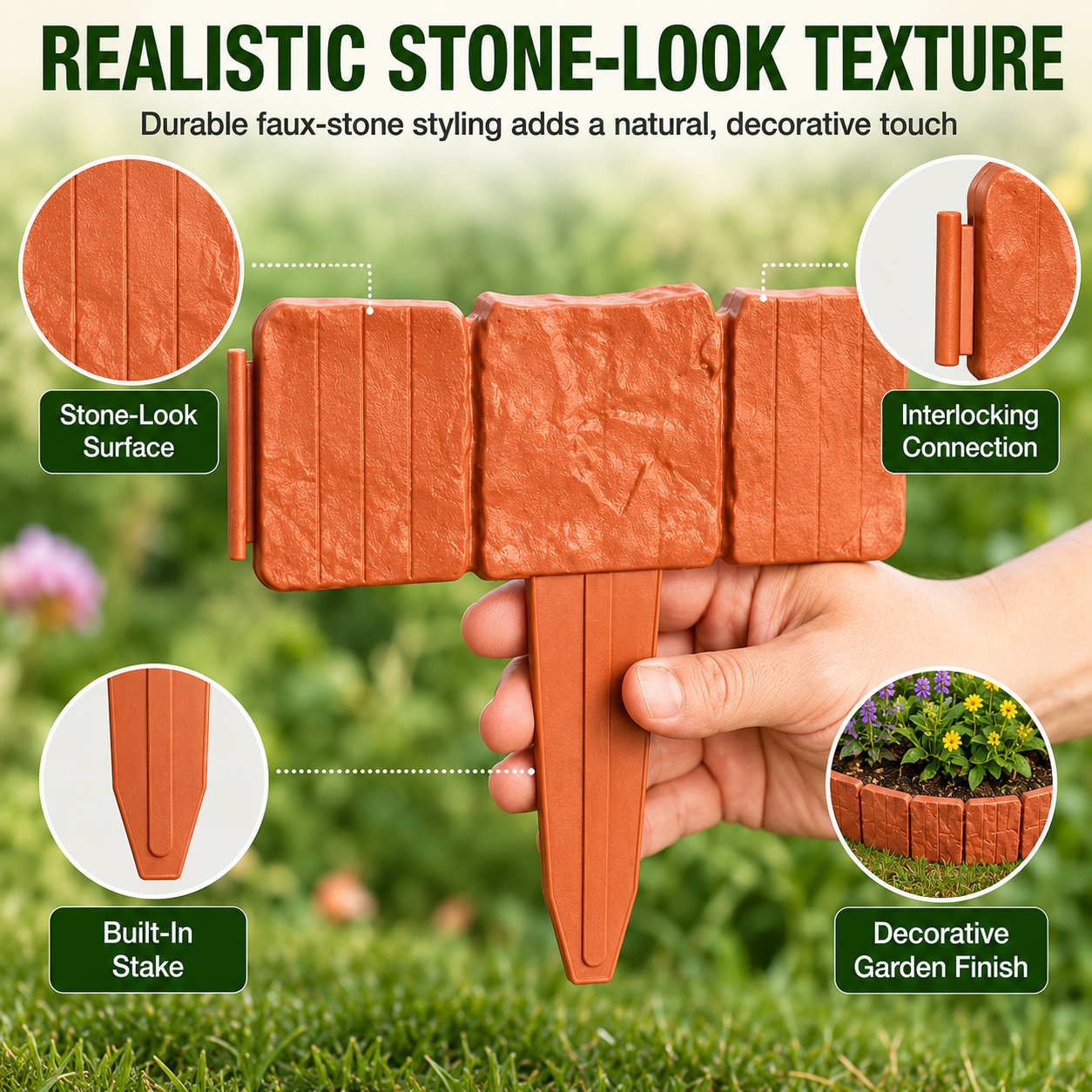 🔥 Hot Sale 59% OFF + Free Shipping 🚧🌱🚧10Pcs/Set Stone-effect garden fence