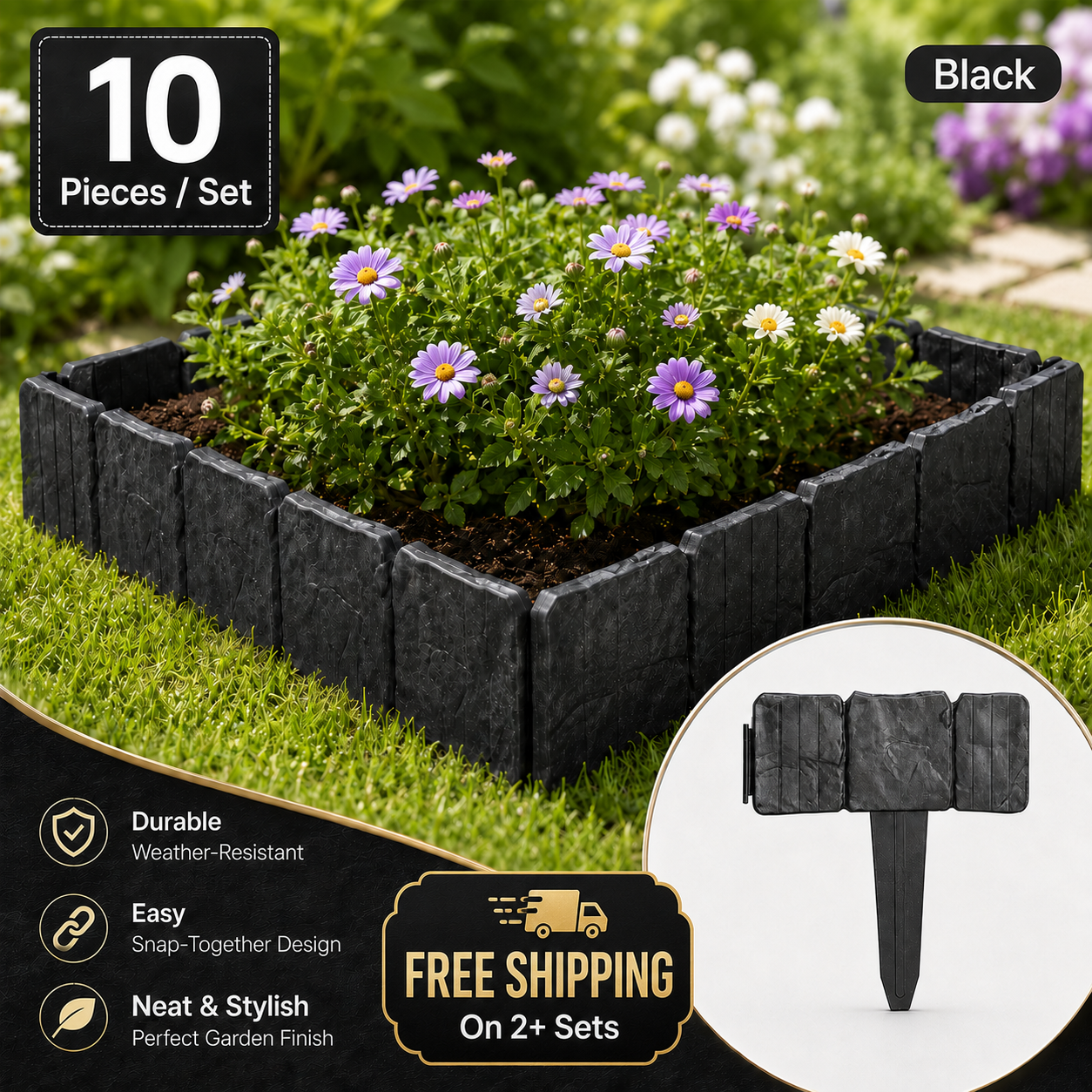 🔥 Hot Sale 59% OFF + Free Shipping 🚧🌱🚧10Pcs/Set Stone-effect garden fence