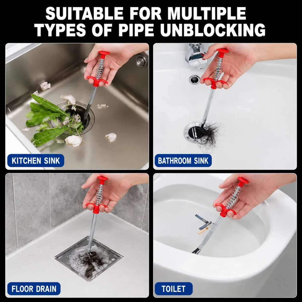 Professional Drain Clog Remover Tool — Heavy-Duty Flexible Claw