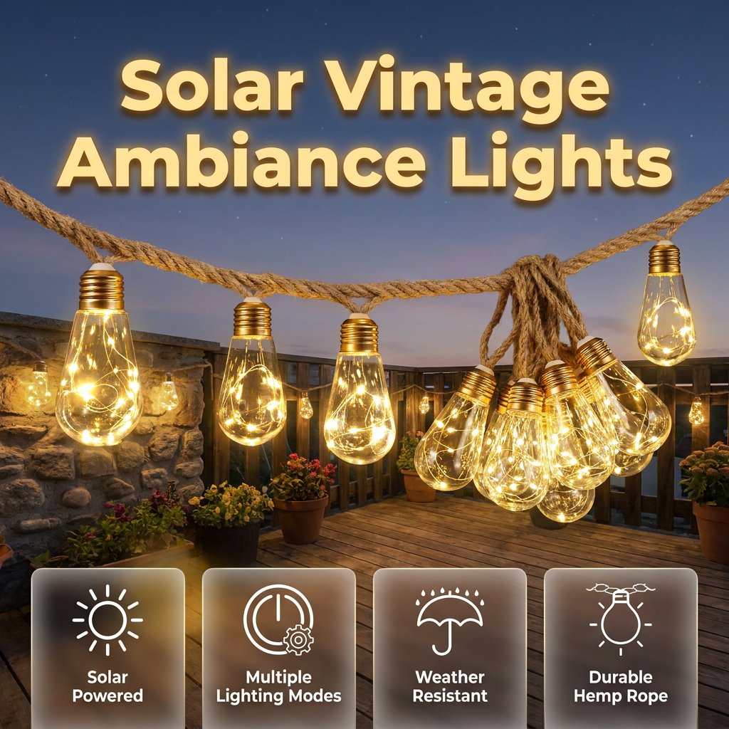 BoHo Fairy Solar String Lights — 26 ft, 16 Shatterproof Bulbs, 8 Modes