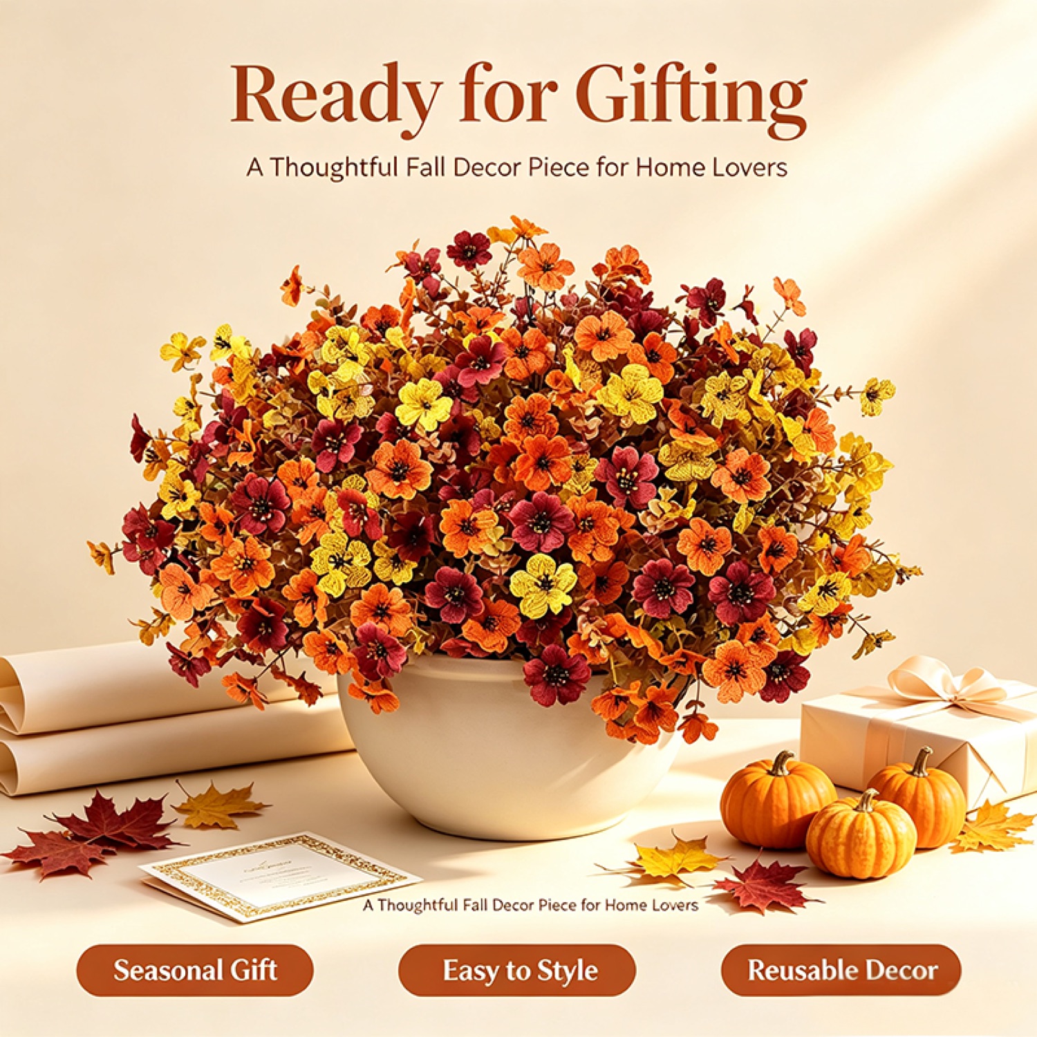 Fall Artificial Flowers — UV Resistant Outdoor Autumn Blooms