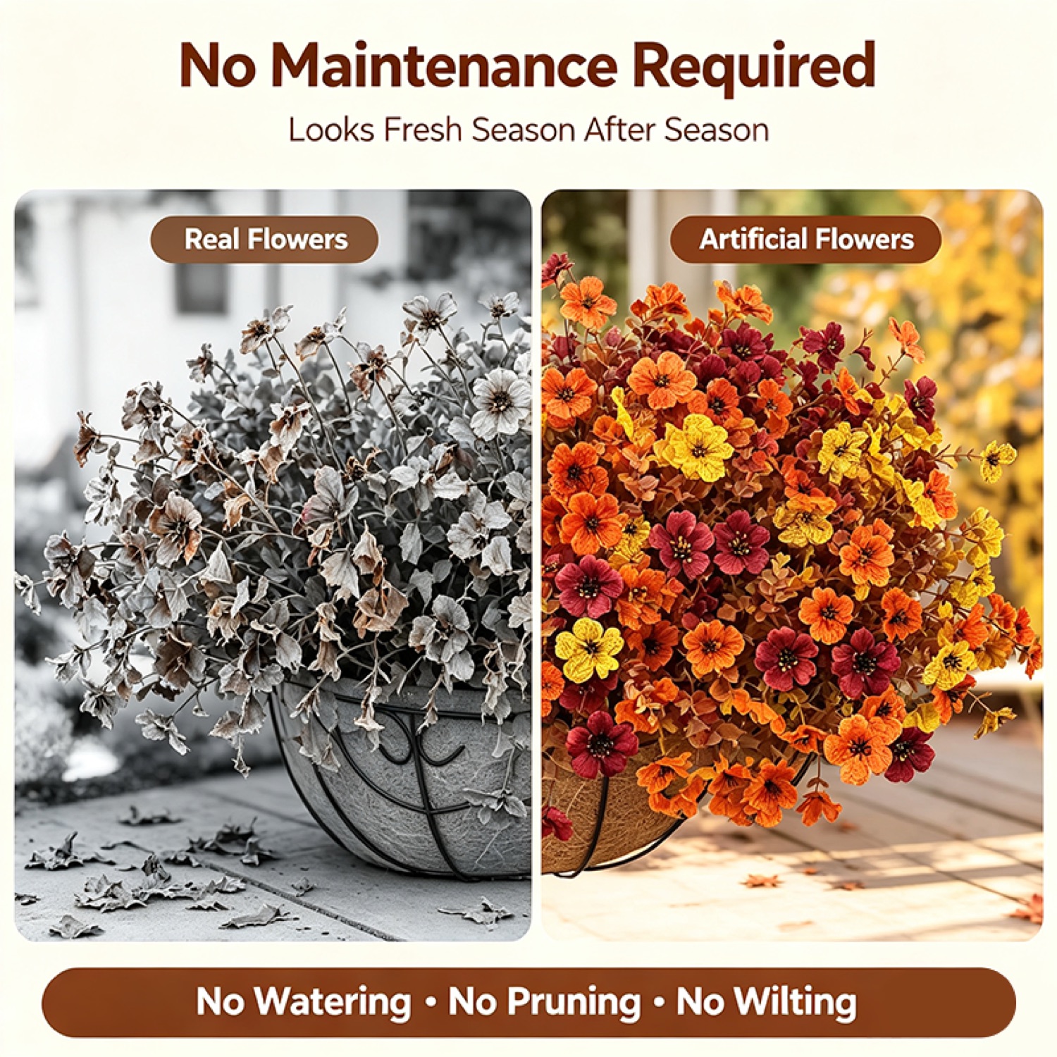 Fall Artificial Flowers — UV Resistant Outdoor Autumn Blooms